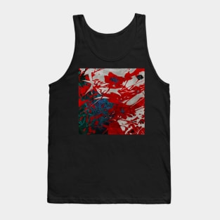 Red Blue and Gray Abstract Flower Collage Tank Top